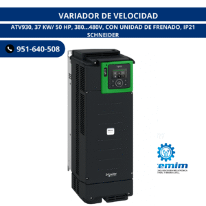 VARIADOR DE VELOCIDAD /  ATV930, 37 KW/ 50 HP, 380...480V, CON UNIDAD DE FRENADO, IP21 SCHNEIDER