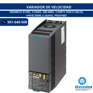 VARIADOR DE VELOCIDAD / SINAMICS G120C, 3 FASES, 380-480V, 1.5HP/1.1KW,3.1A(LO), 1HP/0.75KW,2.2A(HO), PROFINET