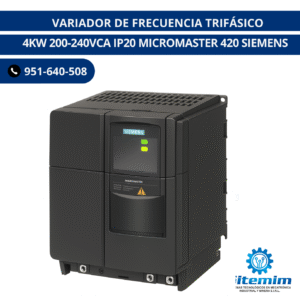 VARIADOR DE FRECUENCIA TRIFÁSICO / 4KW 200-240VCA IP20 MICROMASTER 420 SIEMENS
