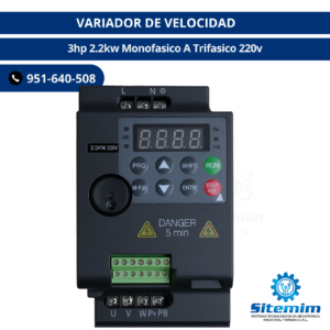 VARIADOR DE VELOCIDAD / 3hp 2.2kw Monofasico A Trifasico 220v